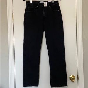 LOFT High Rise Straight Crop Ankle Jeans Black